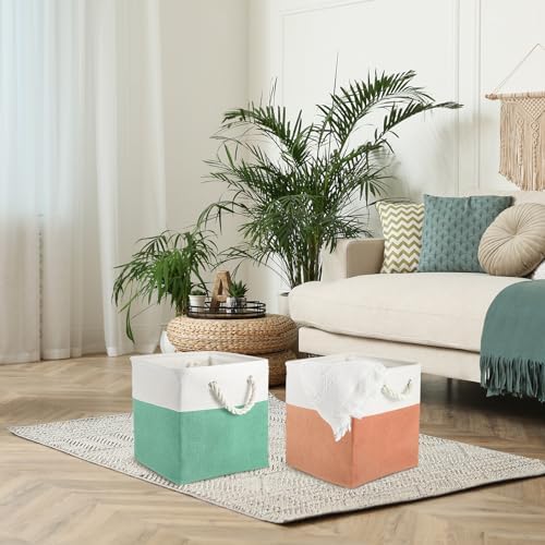 6 Pack 13x13 Inch Macaron Cube Storage Bins Square Fabric Cube Baskets - Image 6