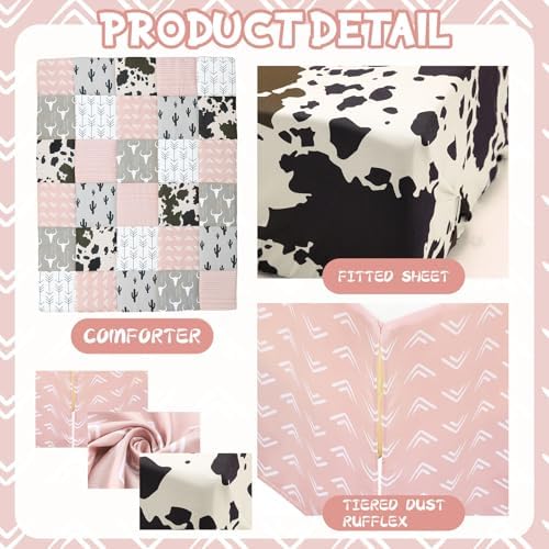 Hahafelt 3 Piece Patchwork Western Cowgirl Crib Bedding Set - Image 3
