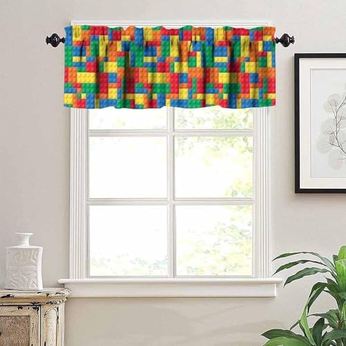 Building Block Toy Valance Curtains Abstract Contour Colorful Plastic Brick - Image 5