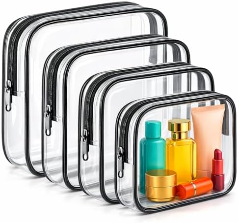 Clear Makeup Bag 4 Pack, TSA Approved Toiletry Bag by Unknown