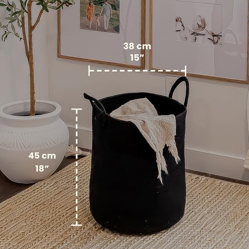 OrganiHaus Tall Cotton Rope Laundry Basket & Hamper, Blanket Storage 52L - Image 2
