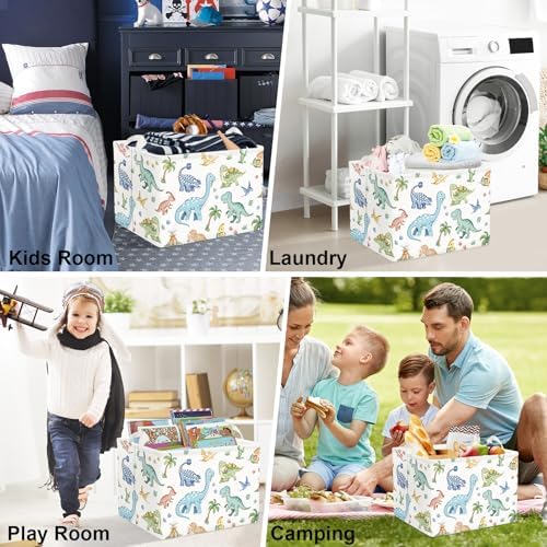 Clastyle Boho Dinosaur Laundry Basket Palm Tree Kids Clothes Book Storage - Image 7