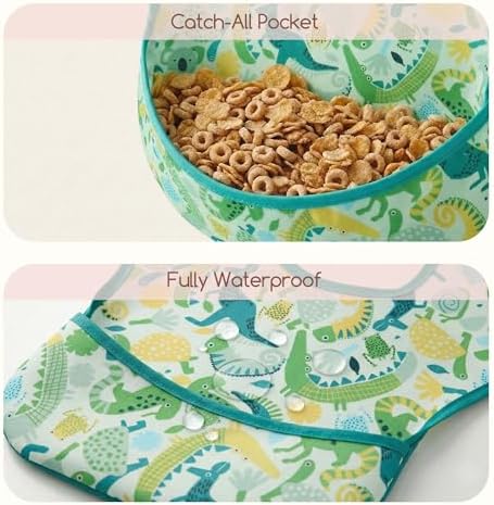 3 Pack Waterproof Baby Bibs for Eating, Mess Proof Feeding Bib - Image 4