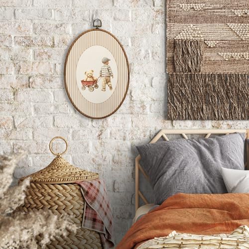 SONMYSULIL Bear Boy Nursery Wall Art Decor, Boys Room Oval Wall Hanging Decor - Image 4