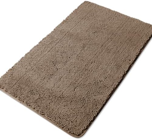 Yeaban Chenille Taupe Bathroom Rug 30"x50", Non-Slip Rubber Backing by Yeaban