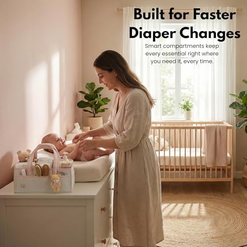 PeraBella Baby Diaper Caddy Organizer, Baby Basket Shower Gift Caddy, Portable - Image 4