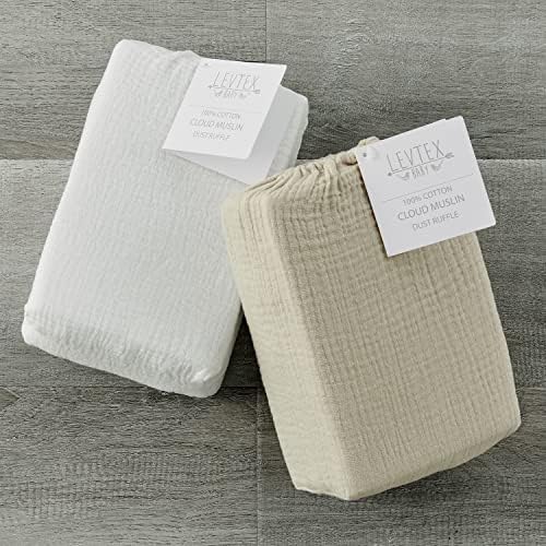 Levtex Baby - Cloud Muslin Crib Dust Ruffle - Baby Nursery - Beige Textured - Image 2