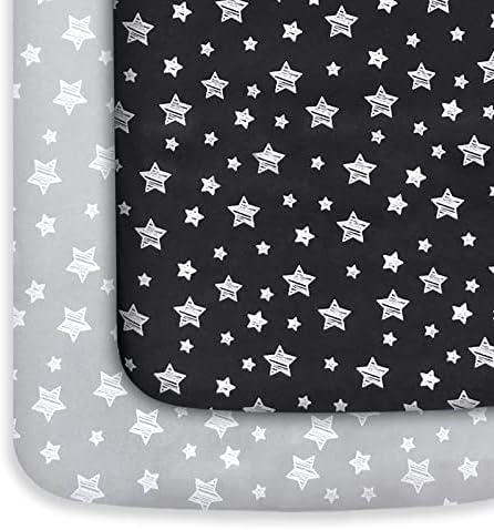Pack and Play Sheets, Mini Crib Sheets, Stretchy Playard Fitted Sheet by Moonsea