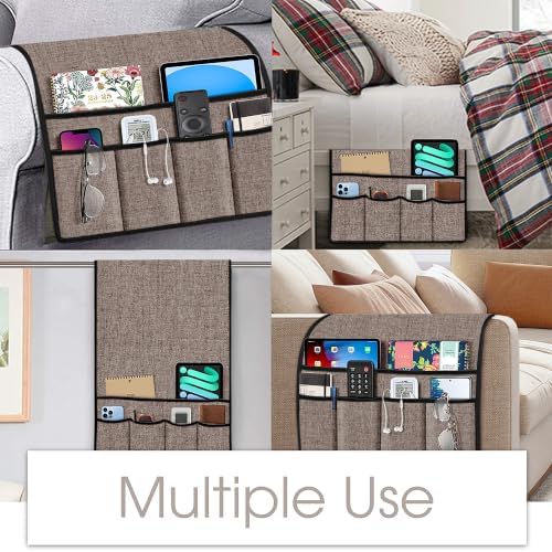 Joywell Remote Control Holder Armchair Caddy Armrest Organizer Light Camel - Image 7