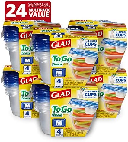 Glad GladWare To-Go Medium Rectangle Snack Containers, 24 Oz by GladTrashFoodStorage
