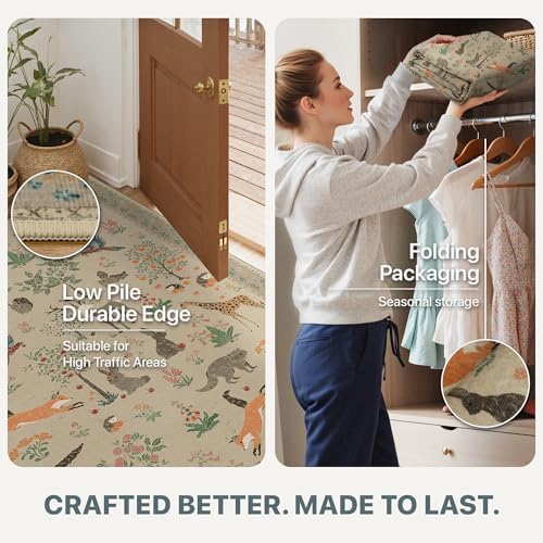 BESBLEE 5FT Round Rug for Bedroom, Washable Animal Non Slip - Image 4