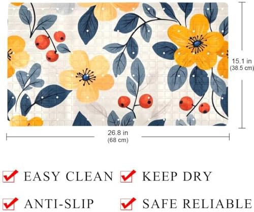 Shower Mat Non Slip, Florals Berries Anti Slip Bath Mat - Image 4