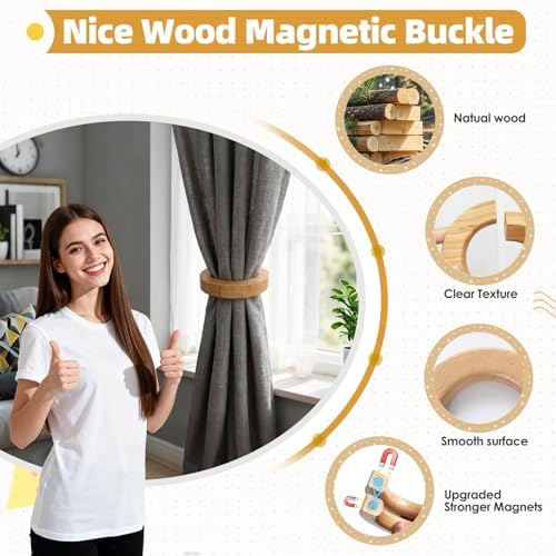 CGhardbay Magnetic Curtain Tiebacks Wood - Image 2