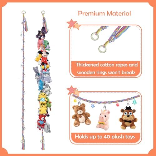 2PCS Stuffed Animals Storage Chain Organizers 80" Cotton Hanging Storage Chain - Image 3