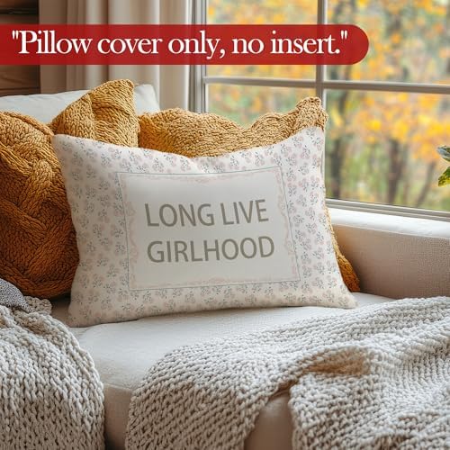 Long Live Girlhood Throw Pillow Cover 12x20 Inches, Baby Girl Nursery Decor - Image 3