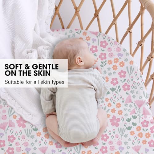 Little Grape Land Bassinet Sheets 4 Pack, Ultra Soft Baby Bassinet Fitted Sheets - Image 3