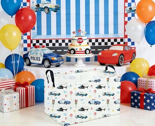 Sanjiaofeng Rectangular Police Car Storage Basket, Boys Toy Storage Bin - Image 4