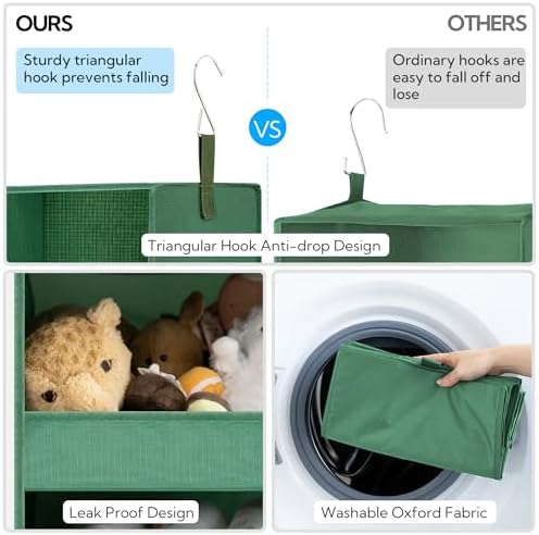 GRANNY SAYS 3-Shelf Hanging Closet Organizer, Foldable Storage, Dark Green - Image 5