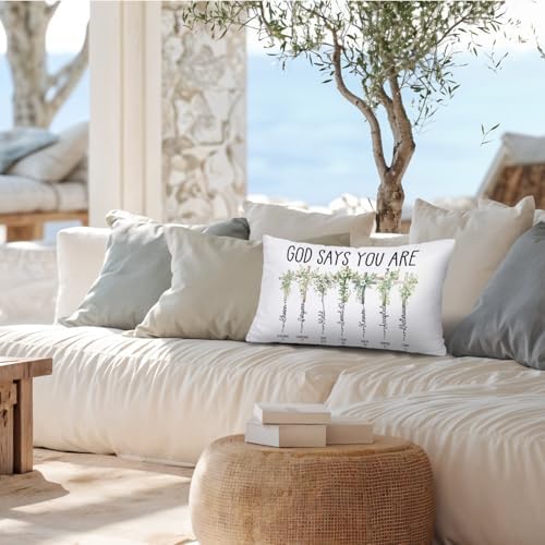 Floral Cross Christian 12x20 Pillow Cover, Bible Verse Home Decor, God Says You - Image 7