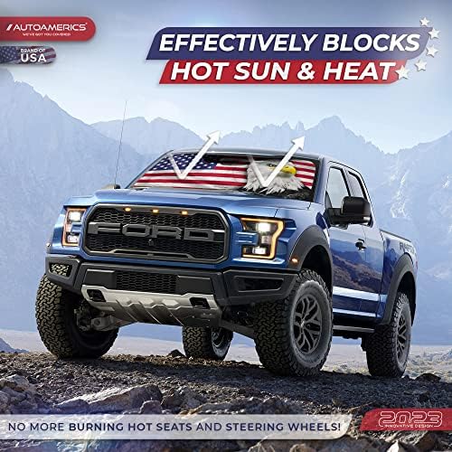 Autoamerics 1-Piece Windshield Sun Shade New American Eagle Flag USA Patriotic - Image 3