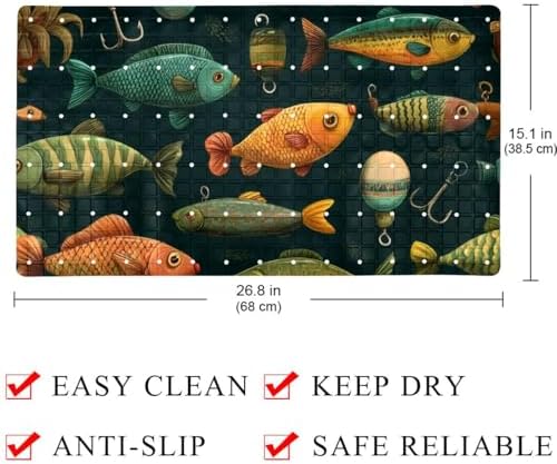 Bathtub Mat Non Slip 26.8x15.1In, Fishing Baits Bath Mat - Image 4