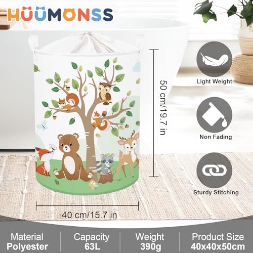 Forest Animals Laundry Hamper Woodland Tree Large Storage Basket Parents - Image 6