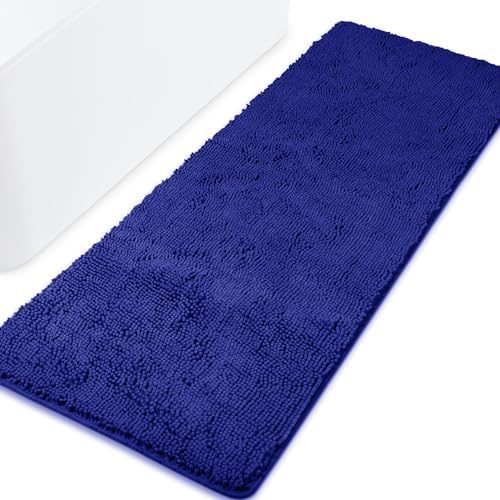 Yeaban Chenille Royal Blue Bathroom Runner Rug 24"x72" by Yeaban