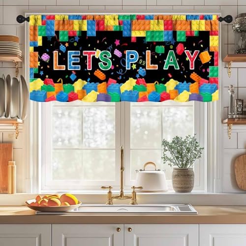 Building Blocks Window Valance, Colorful Funny Block Building Constructor Brick - Image 3