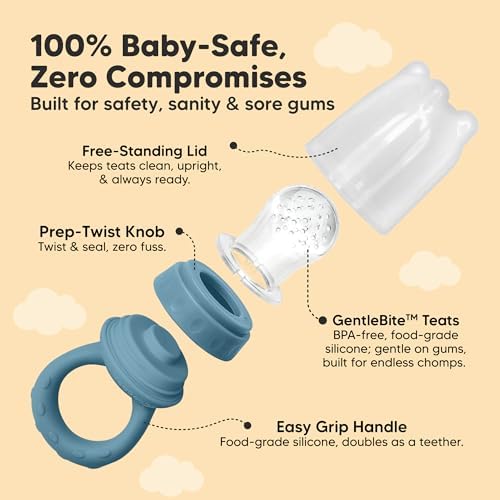 KeaBabies Baby Fruit Feeder 2pk, Silicone Baby Food Feeder - Image 3