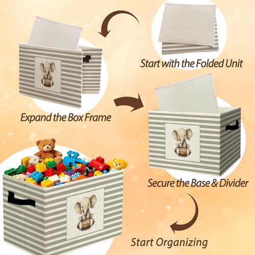 Rustic Elephant Football Storage Bins Boxes Handles - Image 6