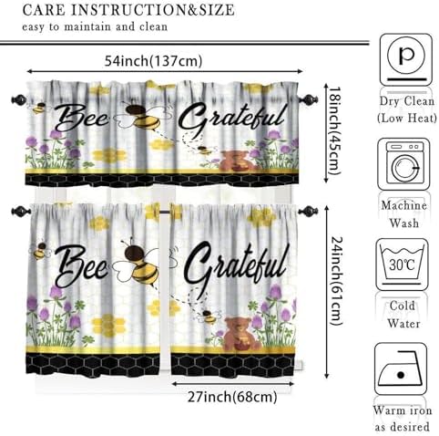 Kids Bee Valance, Spring Floral Watercolor Flower Honey Plants Valance - Image 5