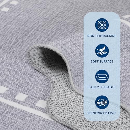Garvee Scalloped Bow Rug Grey Washable Solid 3x5 Area Rugs - Image 6