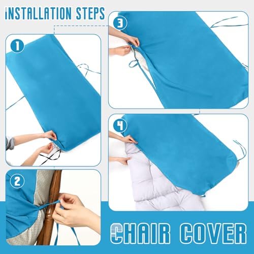 Tudomro 2 Pcs Outdoor High Back Chair Cushion Covers Waterproof Patio - Image 3