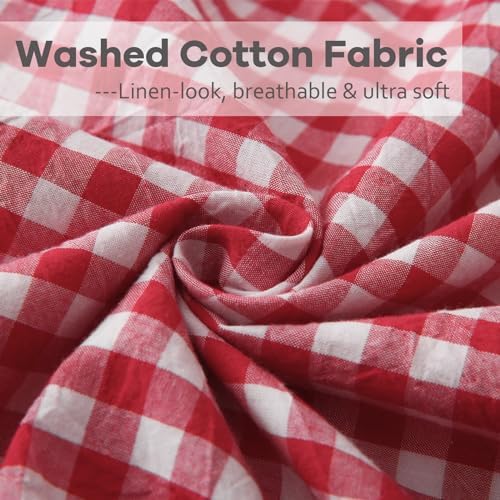 2 Pack Red White Gingham Ruffle Throw Pillow Covers 18''x18'' - Image 6