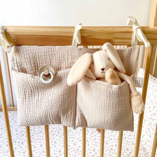 Cotton Baby Bedside Hanging Storage Bag, 2 Pockets Organizer by YeeMan
