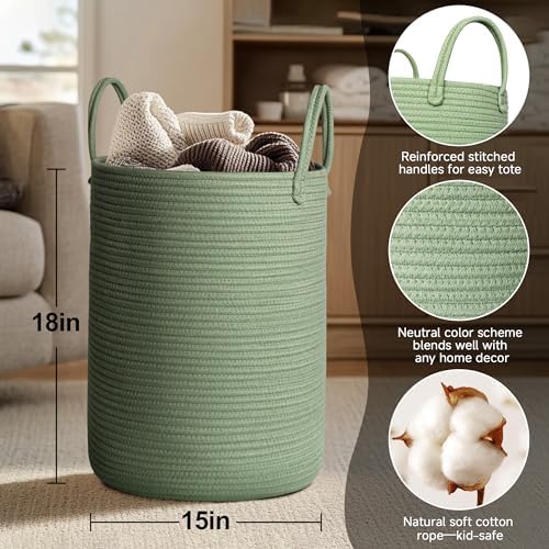 MEGASKET Large Green Laundry Basket, Baby Nursery Laundry Hamper, Kids Toy - Image 2