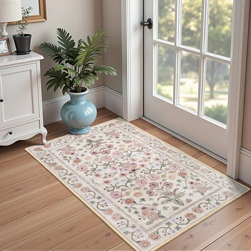 Maxsoft 2x3 Pink Floral Small Door Mat Indoor Entrance Modern - Image 3