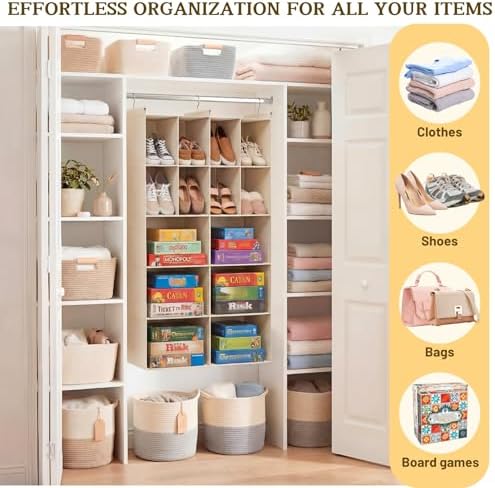 5 Tier Hanging Closet Organizer, 14 Compartments Dual Row Storage - Image 6