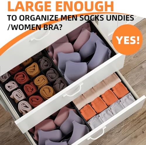 Criusia 6 Pack Sock Underwear Drawer Organizer Dividers - Image 3