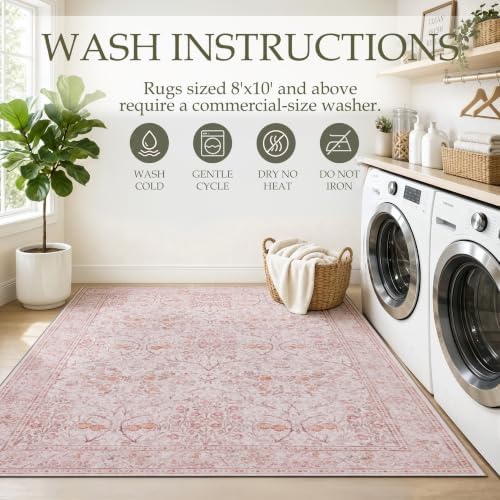 JOLLYVOGUE Runner Rug, 2x8 Washable Vintage Floral Rug - Image 7