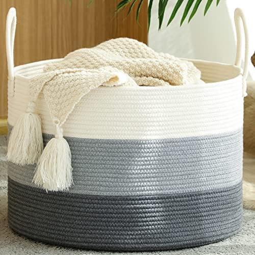KAKAMAY Large Blanket Basket, Woven Baskets by KAKAMAY