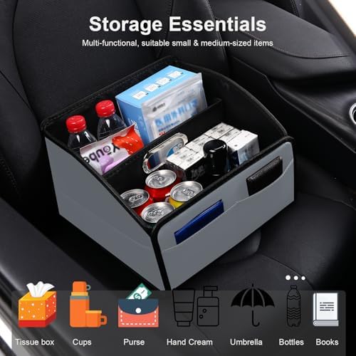 Car Storage Organizer, Leather Front & Back Seat Caddy Gray - Image 7