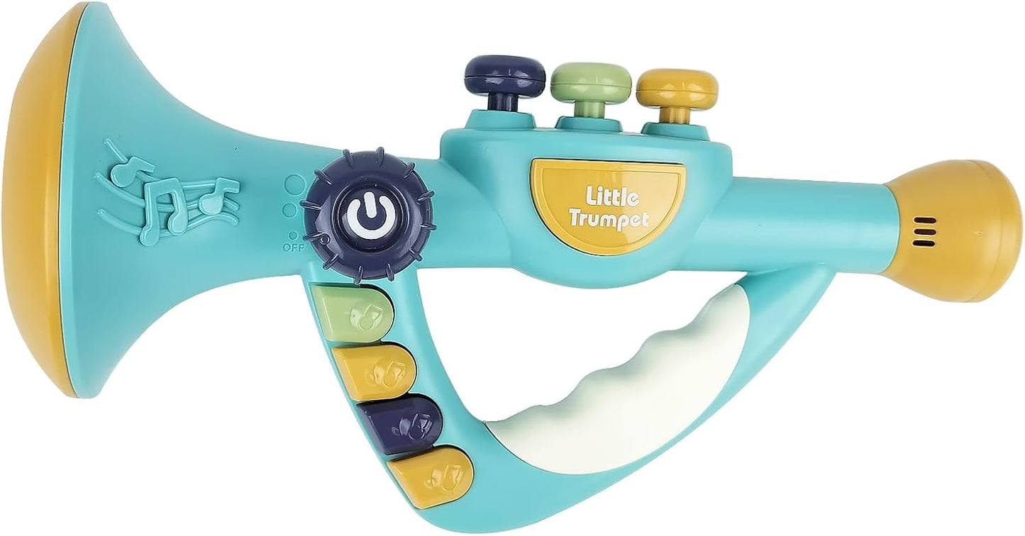 Musical Instruments Toys for Kids, Toddlers Little Trumpet and Baby Educational Toy for Girls & Boys, Ages 1-3 (Blue)