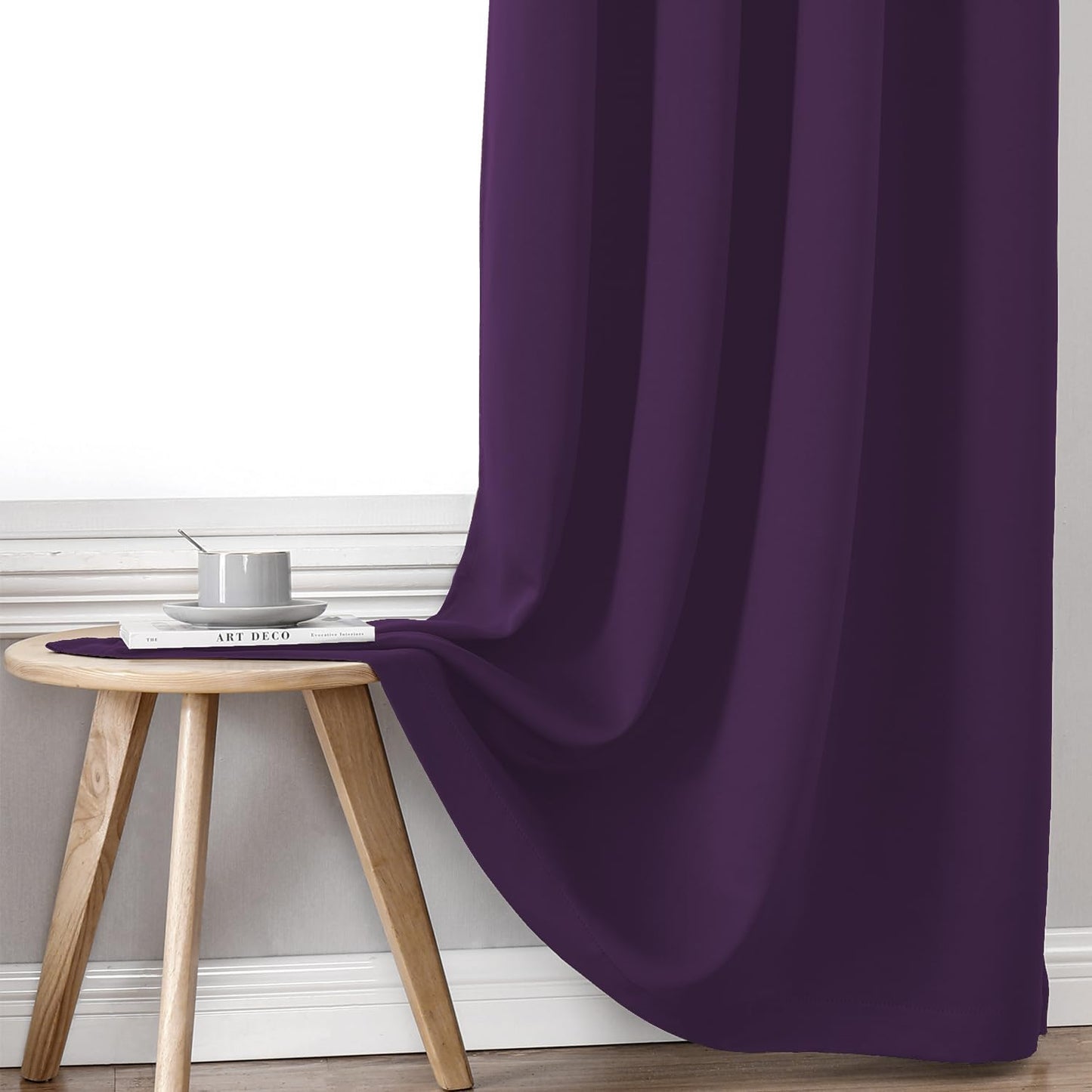 ChrisDowa 100% Blackout Curtains for Bedroom with Black Liner, 2 Thick Layers Total Blackout Thermal Insulated Grommet Window Curtains 2 Panels Set (Royal Purple, 42 x 84 Inch)