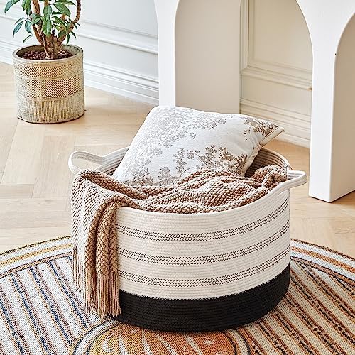 R RUNKA XXXLarge Cotton Rope Basket 22" X 22"X 14" Blanket Basket - Image 4