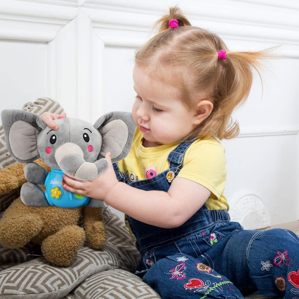 STEAM Life Baby 3-6 Months Boy Gifts Musical Toys Plush Elephant Infant 0-6 6-12 Month Light Up Stuffed Aminal for Newborn Toddler