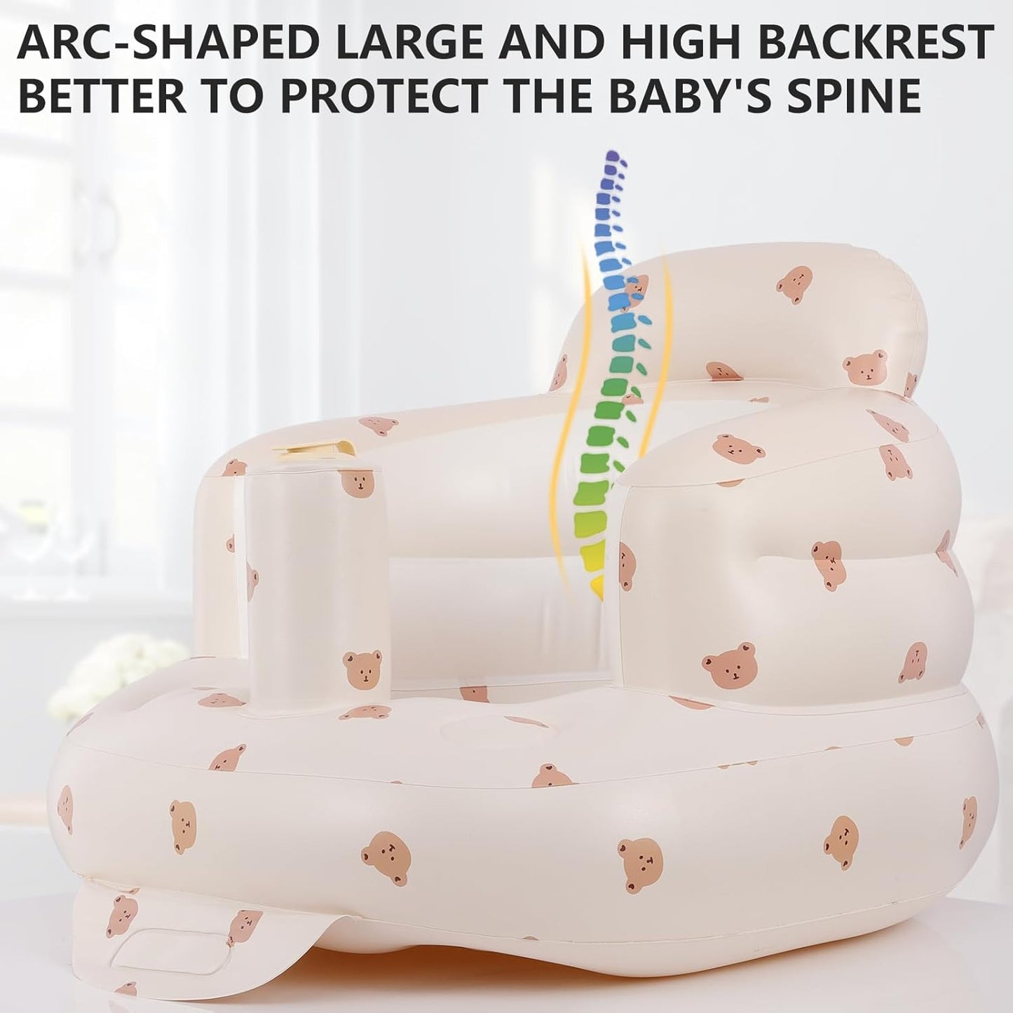 Inflatable Seat for Toddlers 3-36 Months, Built-in Air Pump, Summer Support Seat for Sitting Up, Shower Floor Seater
