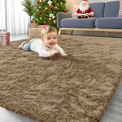 OLANLY Area Rugs for Living Room Bedroom, Machine Washable 4x5.9 ft Soft Fluffy by OLANLY