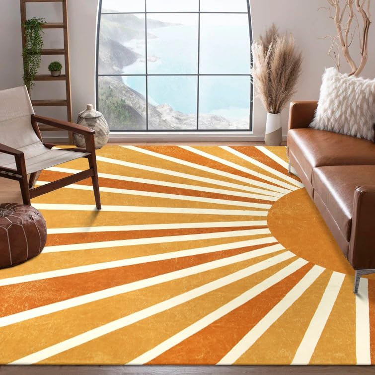 Lahome Yellow Rainbow Sun Washable Area Rug 6x9 - Image 6