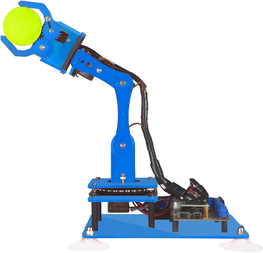 Adeept 5DOF Robotic Arm Kit Compatible with Arduino IDE, Programmable DIY Coding STEM Educational 5 Axis Build Robot Arm, Robot Starter Kit with OLED Display Processing Code and Tutorials - Blue